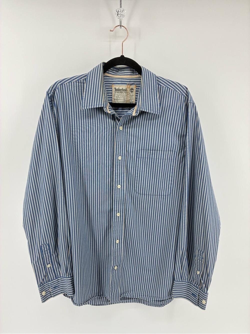 Timberland Men’s Blue Stripe Button-Down Shirt